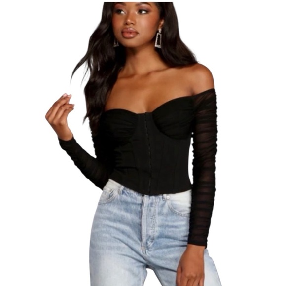 Privy Privately Privileged Black Sheer Corset Top. Size Small. - Picture 1 of 12